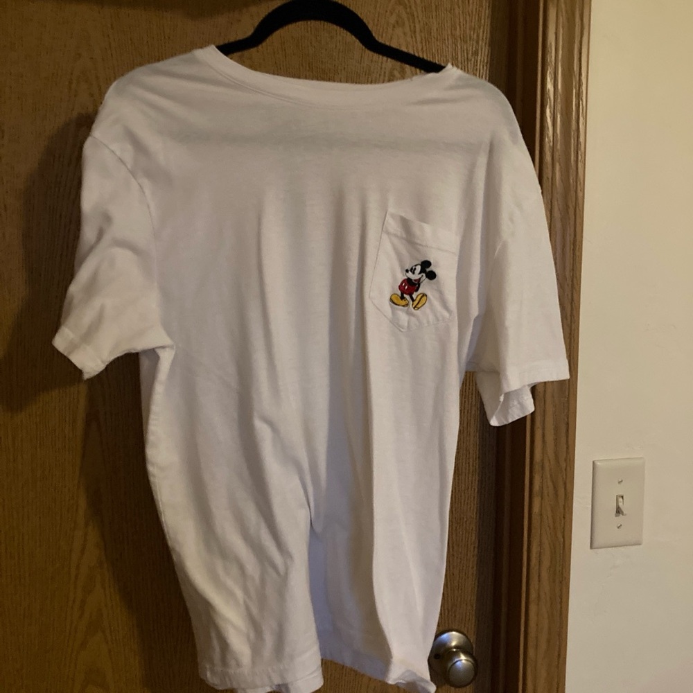 Disney White Tee with Mickey Mouse Pocket